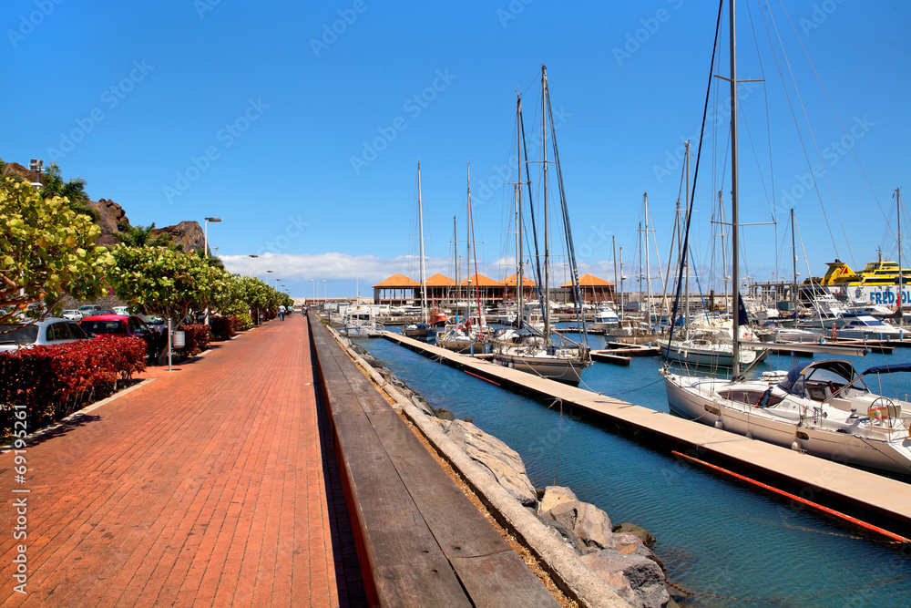 Yachts in the port San Sebastian, La Gomera island, Spain
