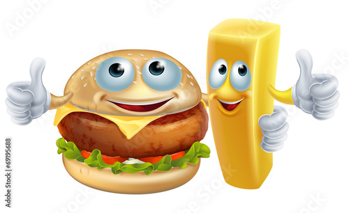 Burger and chip characters