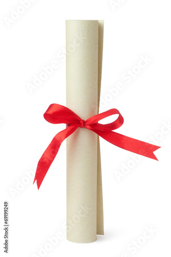 Photography Scroll of diploma isolated on white