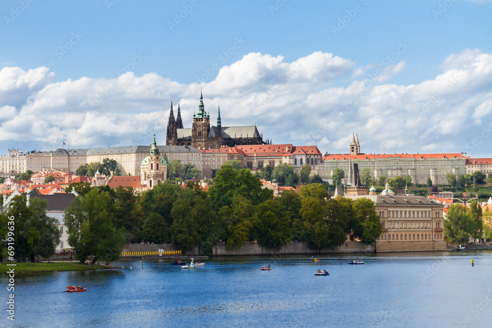 skyline of Prague with Vitus cathedral