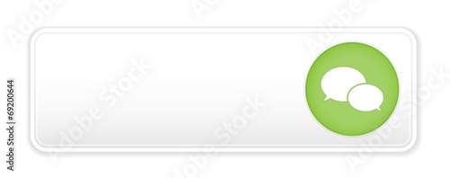 The white button with speech bubble pictogram