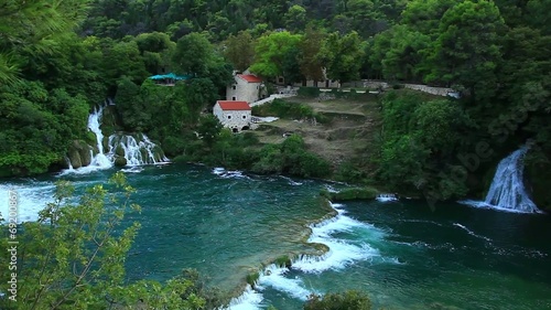 Waterfall in Krka National Park is one of the Croatian nature Ri photo