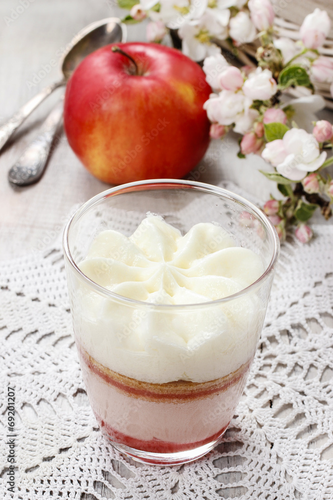 Layer strawberry dessert with whipped cream topping Layer strawberry dessert with whipped cream topping