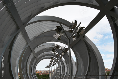 Spherical metal modern bridge Madrid, Spain