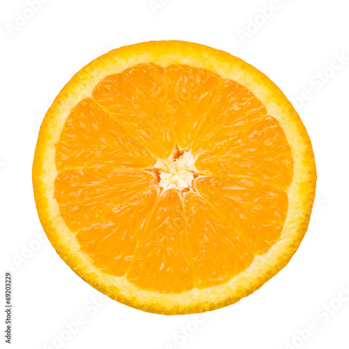 Slice of orange isolated and clipping path