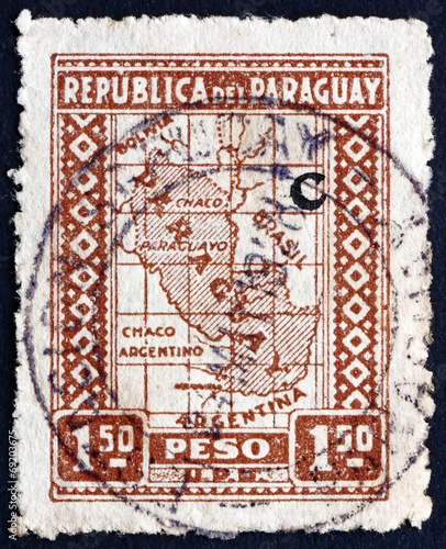 Postage stamp Paraguay 1927 Map of Paraguay