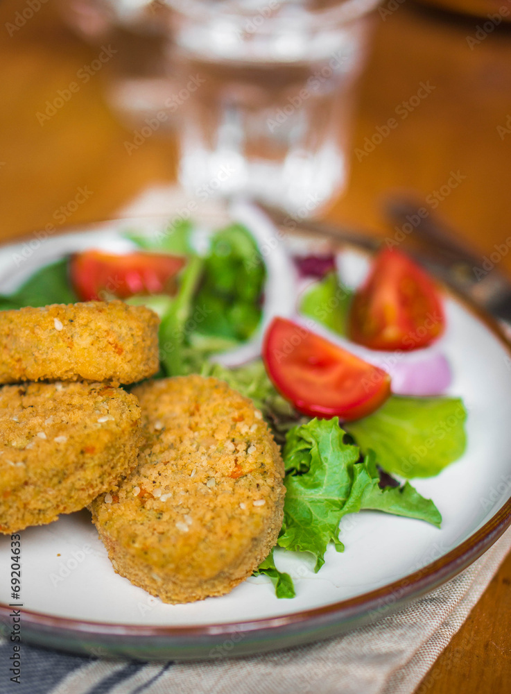 Chicken nuggets with salad