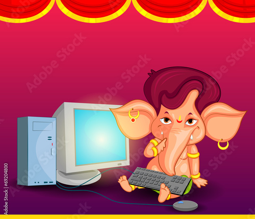 Lord Ganesha in vector for Happy Ganesh Chaturthi