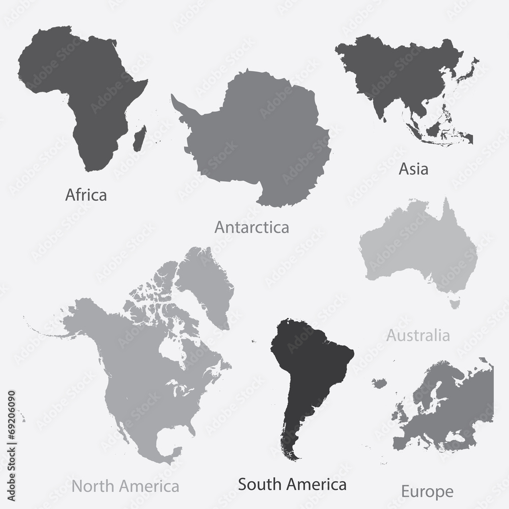 Naklejka premium Illustration of the continents of the worls on white background