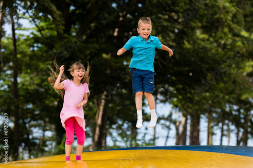 Kids at bouncy pillow