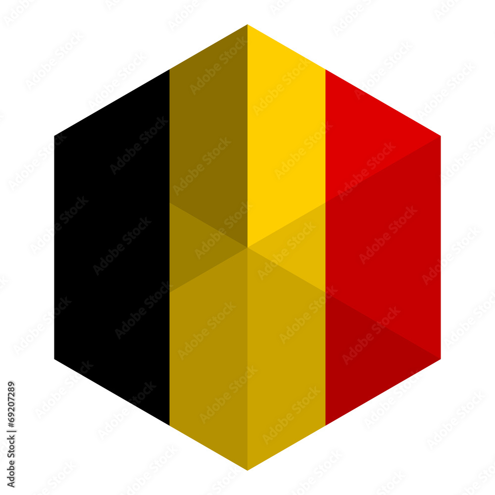 Fototapeta premium Belgium Flag Hexagon Flat Icon Button