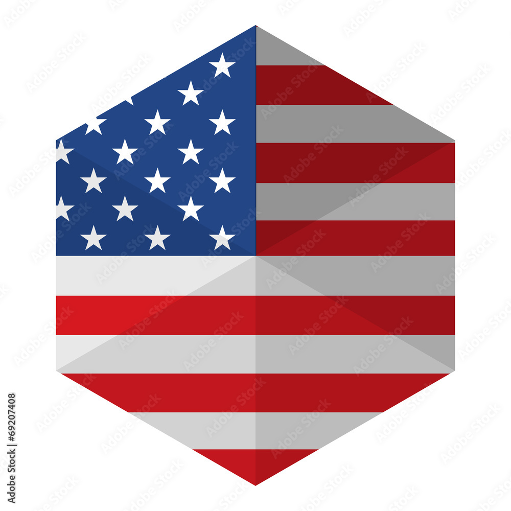 Fototapeta premium USA Flag Hexagon Flat Icon Button