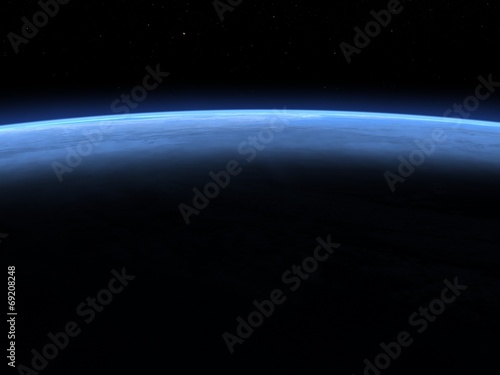 Fototapeta Naklejka Na Ścianę i Meble -  Planet earth horizon in space - 3D render
