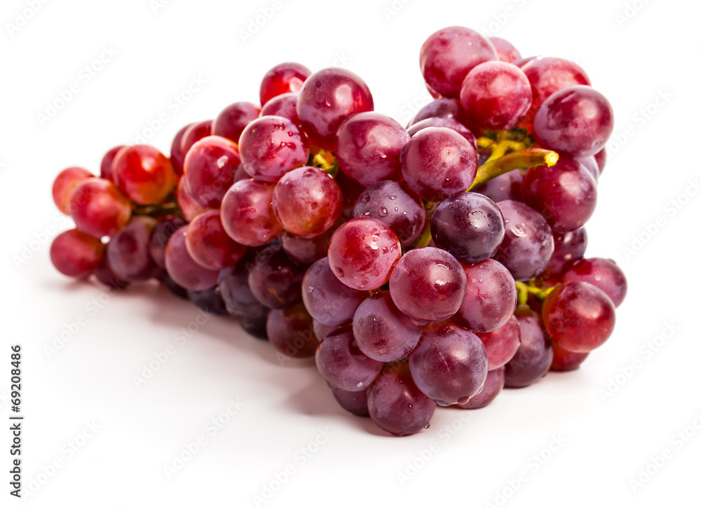 red grapes isolated on white