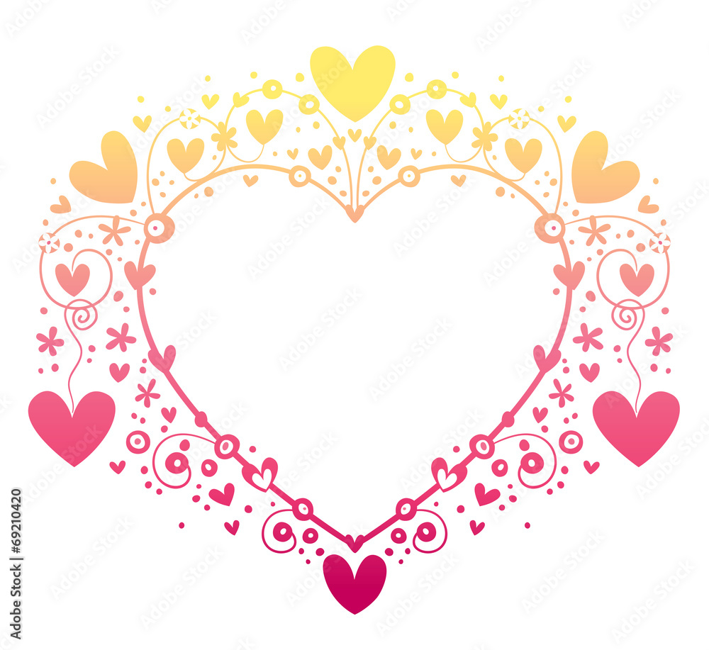 Valentine love heart decorative ornamental frame