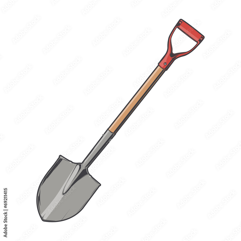 Shovel isolated on a white background. Color line art Shovel isolated on a white background. Color line art