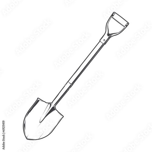 Shovel isolated on a white background. Line art. Modern design