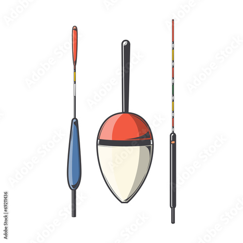 Set of fishing floats isolated on a white background.