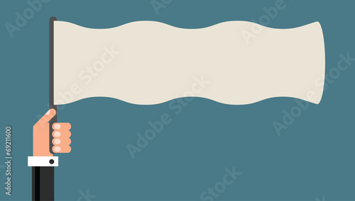 Businessman with advertising flag, flat design vector