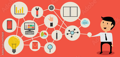 Businessman infographic with mind map icons