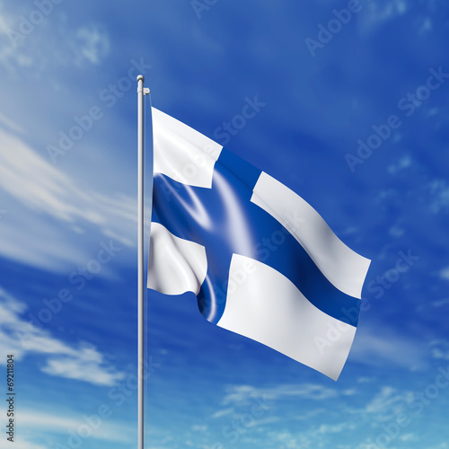 Waving  Finnish flag