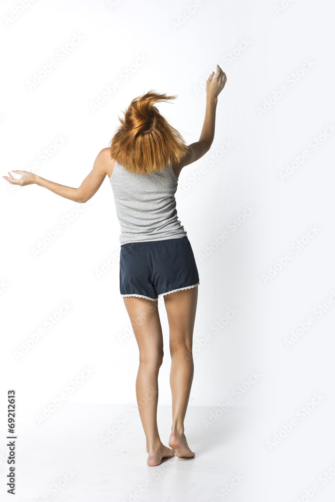 beautiful slender girl dancing on a white background beautiful slender girl dancing on a white background