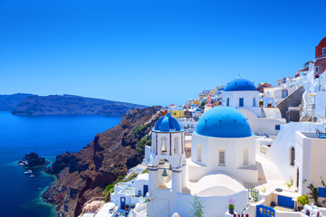 Wandcirkels Santorini Pittoresk dorpje Oia op Santorini  © Gyula Gyukli