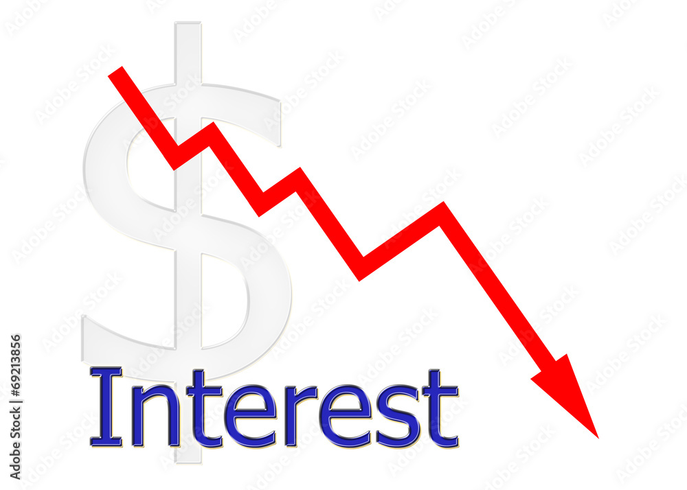 red diagram downwards interest with dollar symbol red diagram downwards interest with dollar symbol