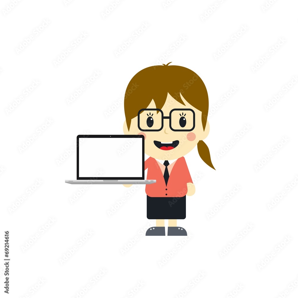 cute girl with laptop cartoon character cute girl with laptop cartoon character