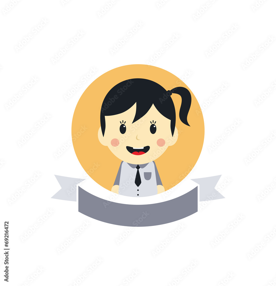 cute girl cartoon character label cute girl cartoon character label