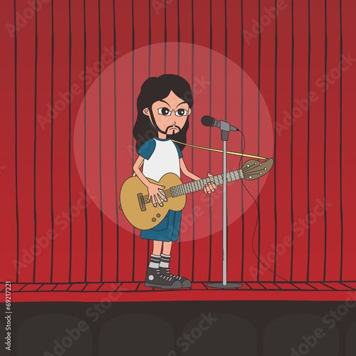 live band boy cartoon character