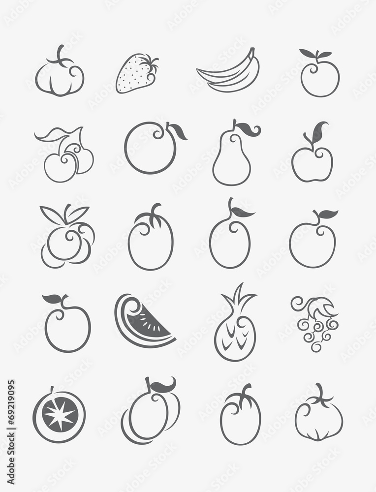 Fruits icon set, art vector decoration Fruits icon set, art vector decoration