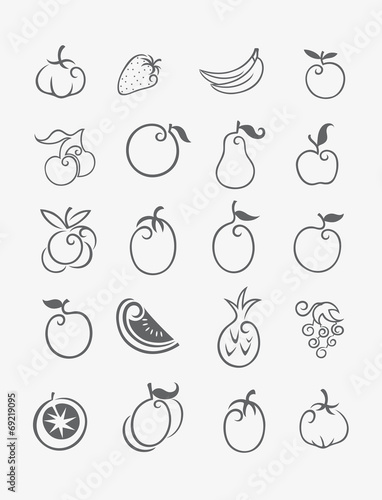 Fruits icon set  art vector decoration