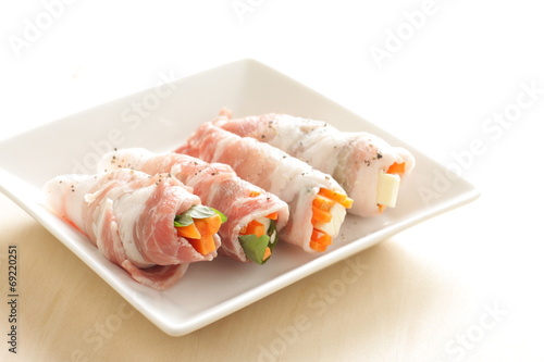 Homemade carrot and pork roll
