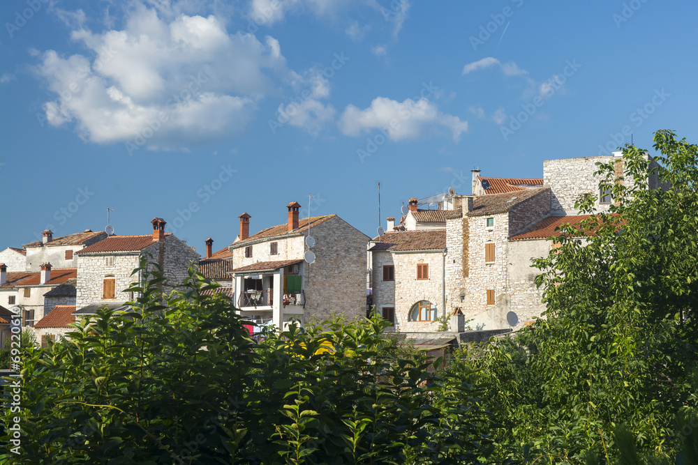 View of several houses in the city of Bale, Istria, Croatia