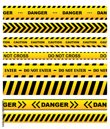Yellow warning tapes set
