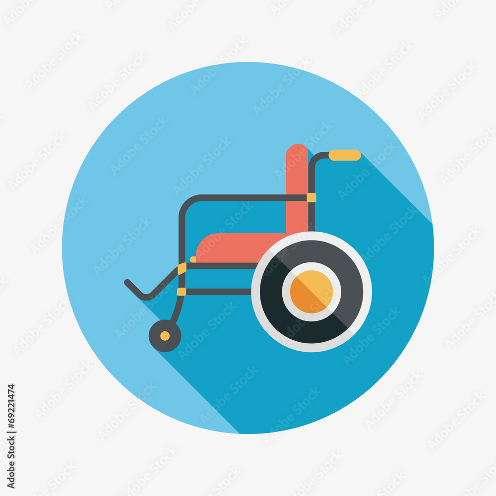 Wheelchair flat icon with long shadow Wheelchair flat icon with long shadow