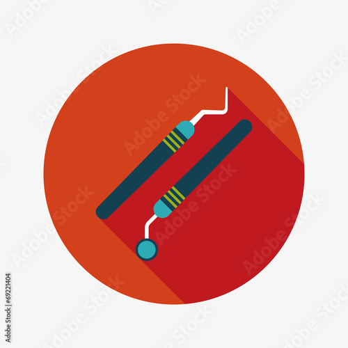 dental equipment flat icon with long shadow
