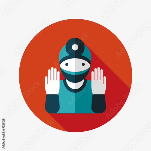 medical people with stethoscopes flat icon with long shadow