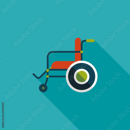 Wheelchair flat icon with long shadow