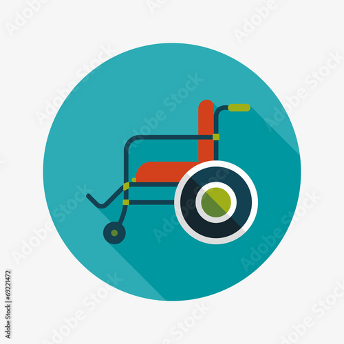 Wheelchair flat icon with long shadow