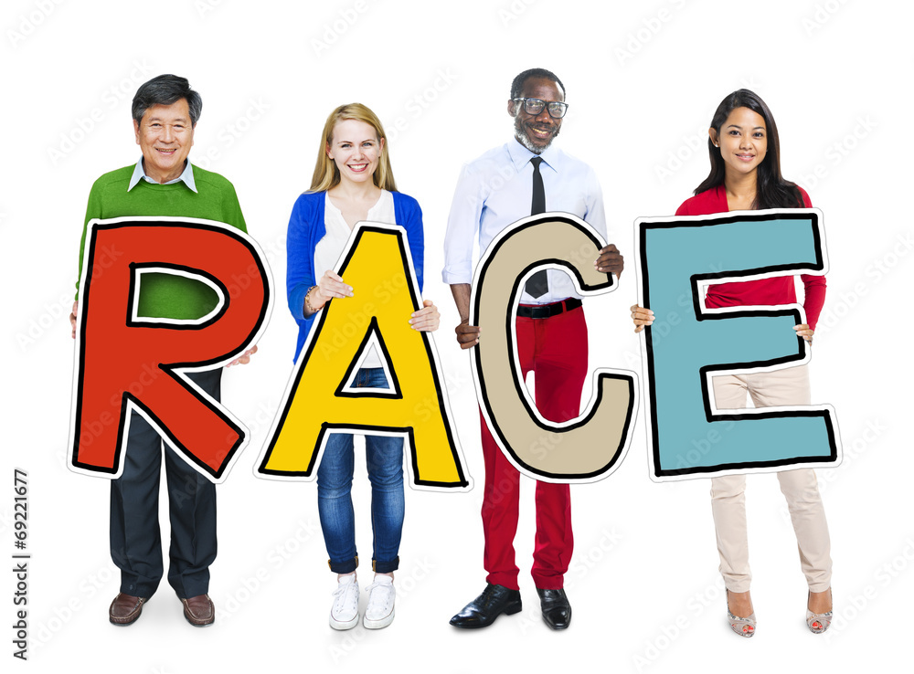 Multiethnic Group of People Holding Letter Race Multiethnic Group of People Holding Letter Race