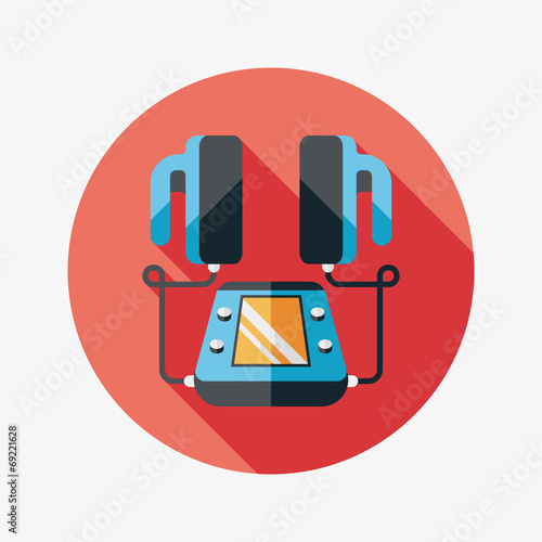 Heart Defibrillator flat icon with long shadow