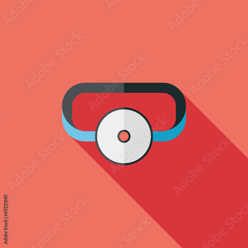 Doctor head mirror flat icon with long shadow