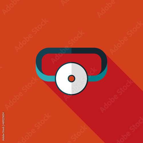 Doctor head mirror flat icon with long shadow