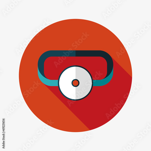 Doctor head mirror flat icon with long shadow