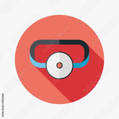 Doctor head mirror flat icon with long shadow