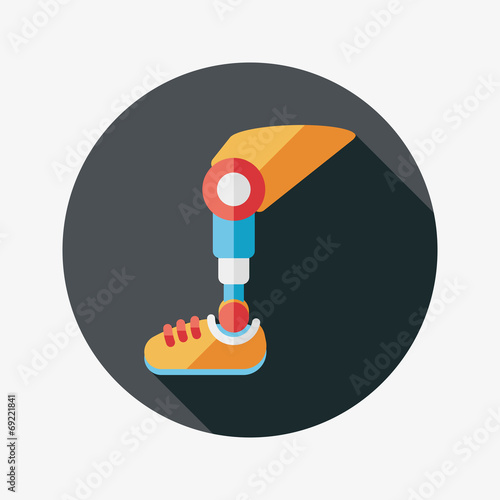 prosthetic leg flat icon with long shadow