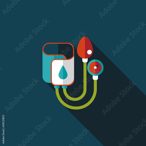 Sphygmomanometer flat icon with long shadow