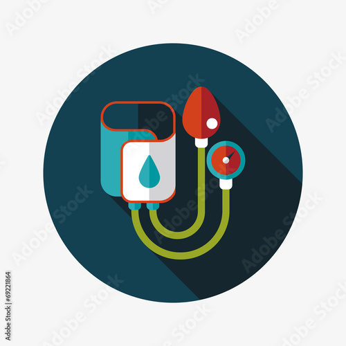 Sphygmomanometer flat icon with long shadow